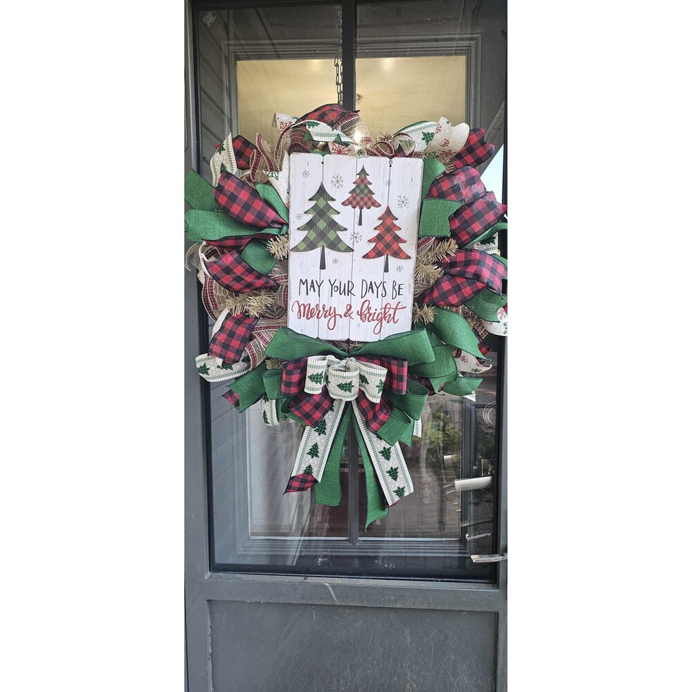 Traditional Merry and bright wreath